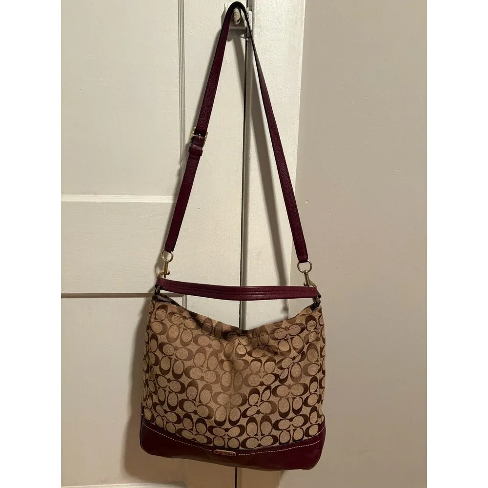 Coach F23279 Park Signature Hobo Burgundy Tote Crossbody Bag